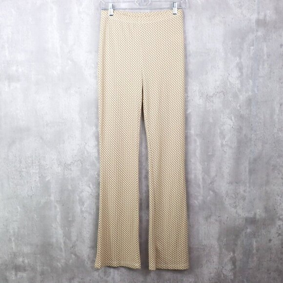 Le Lis Leggings‎ Womens Size Small Tan Flare Leg Textured Plaid Lounge Stretch - Picture 1 of 6